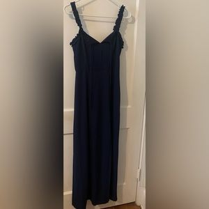 Navy Blue dress with corset back and side slit